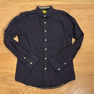 Descendant of Thieves by Dres Ladro - Navy and Red Button-Down Shirt